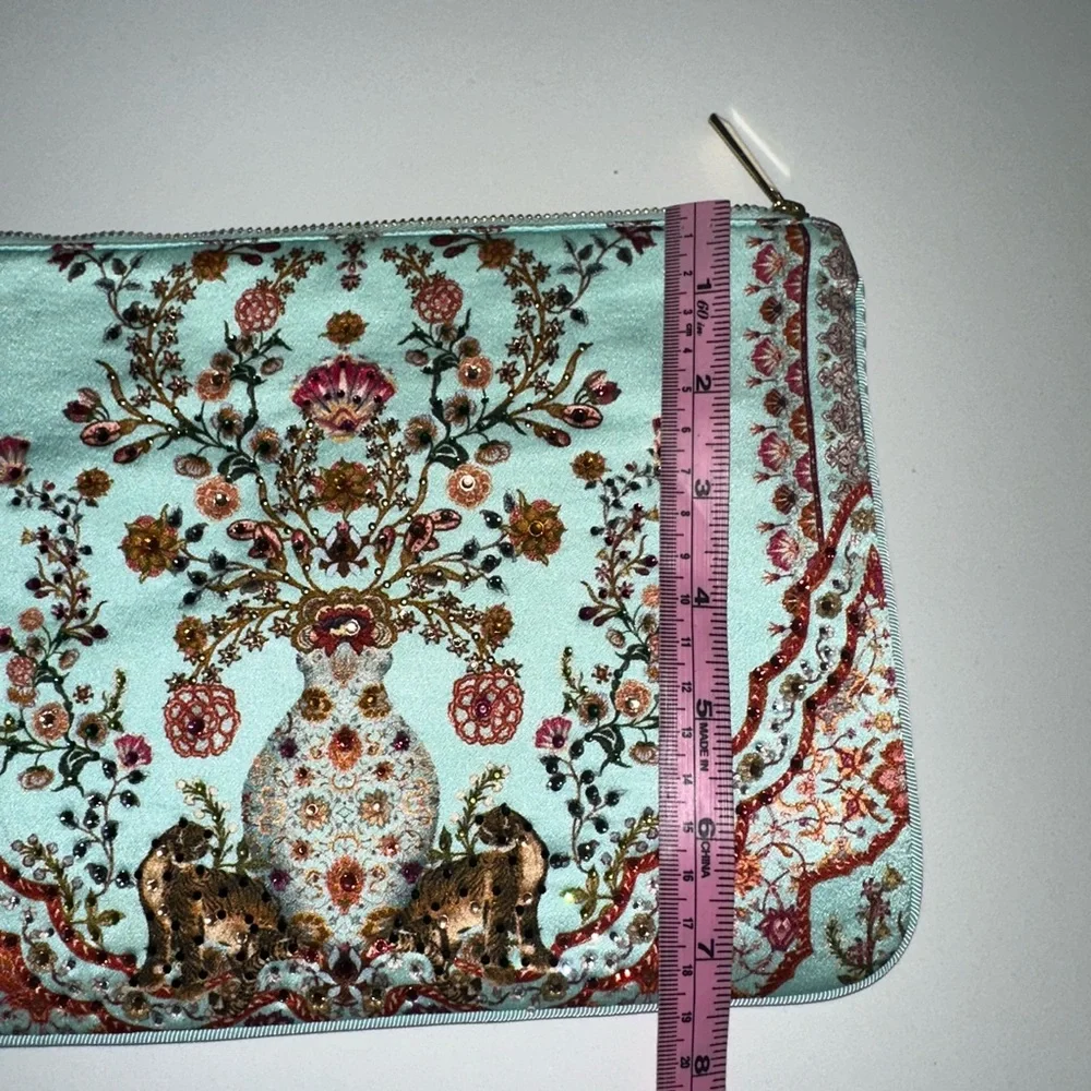 CAMILLA “Weaving Worlds” blue floral silk boho ring scarf clutch bag